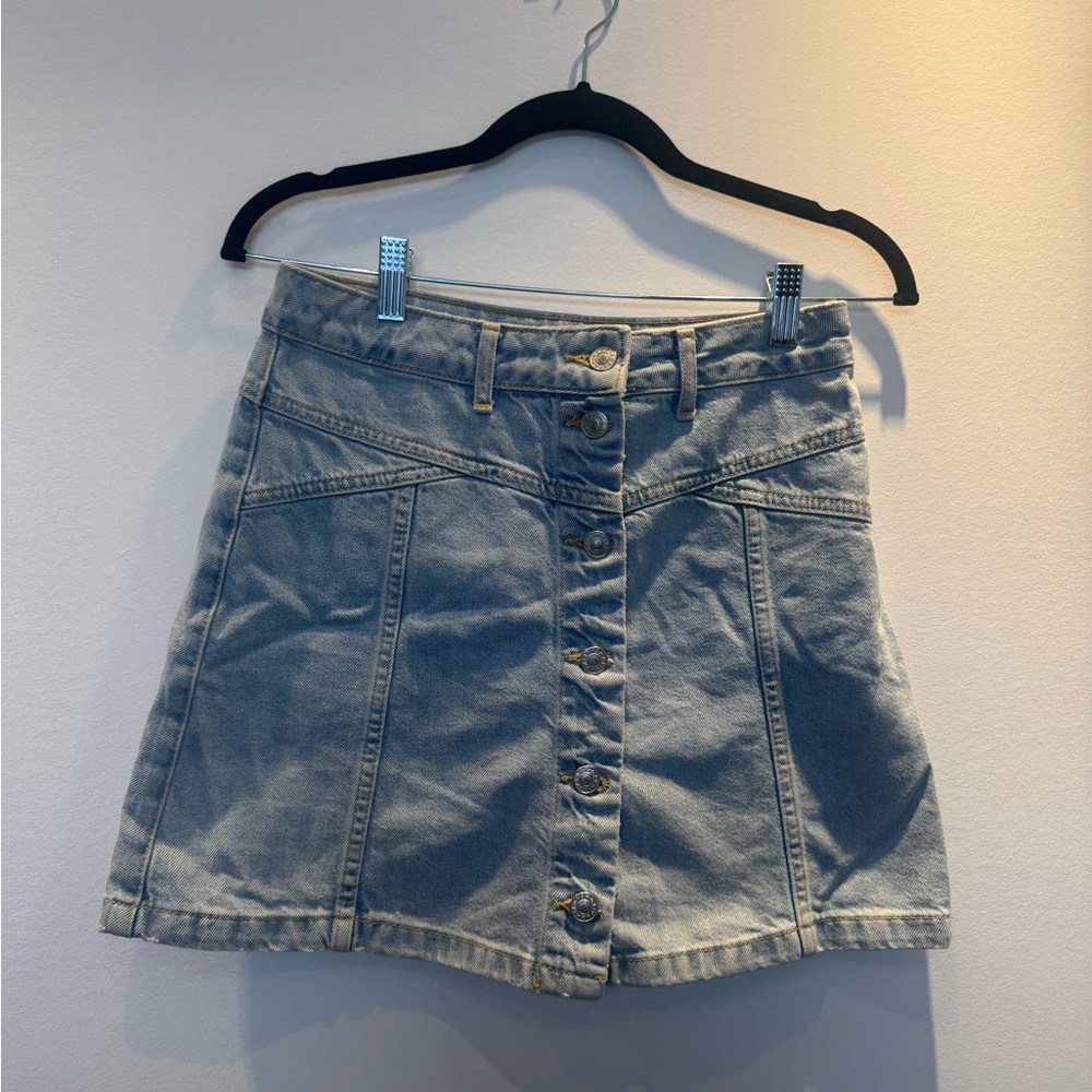 Topshop Blue A-line Ruched Mini Skirt